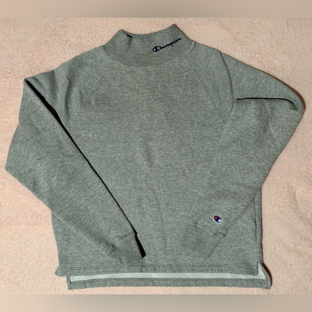 NWOT Champion Grey High Neck with Logo Cropped Sweater - S